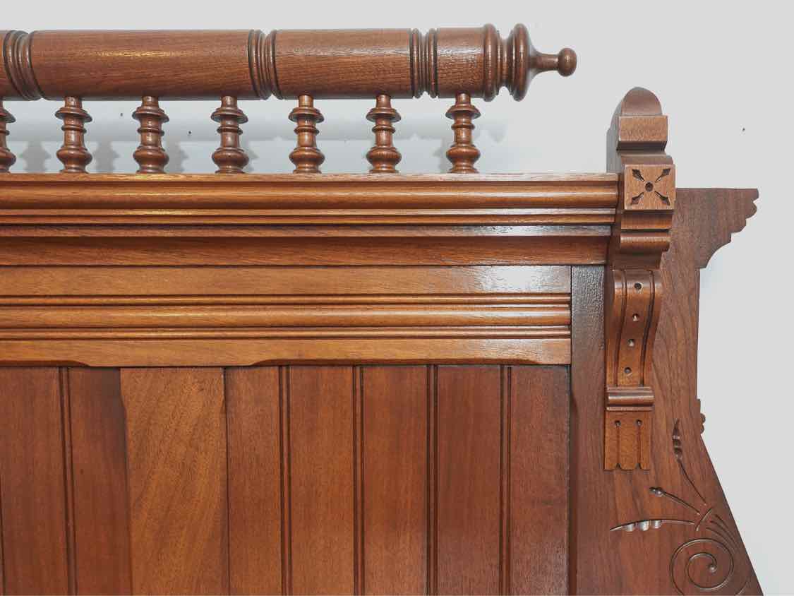 Circa 1880'2 Walnut 2 Drawer 2 Door Carved Accents  Hutch