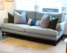 Wellesley Hall Geometric Blue Upholstered Sofa