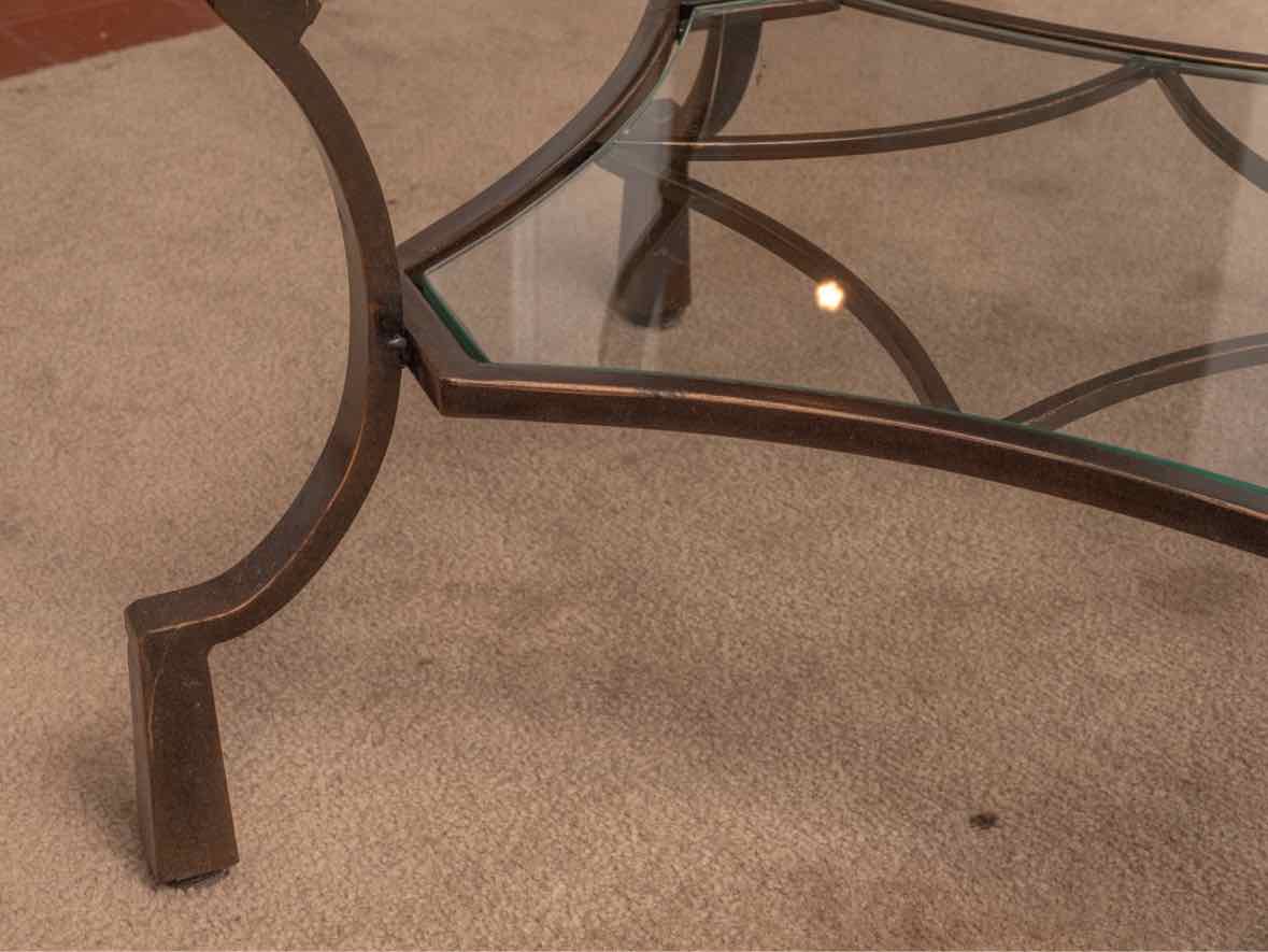 Glass Top Black Metal Base Cocktail Table