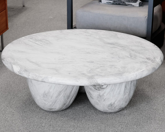 CB2 Cova Round Marbled Resin Indoor/Outdoor Coffee Table