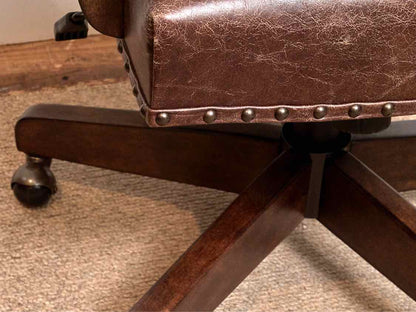 Williams Sonoma  Distressed Leather Seat Adjustable Height Office Chair