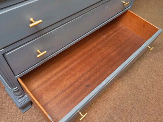 'Stormy Skies' Finish 5 Drawer Metal Gold Handles Chest