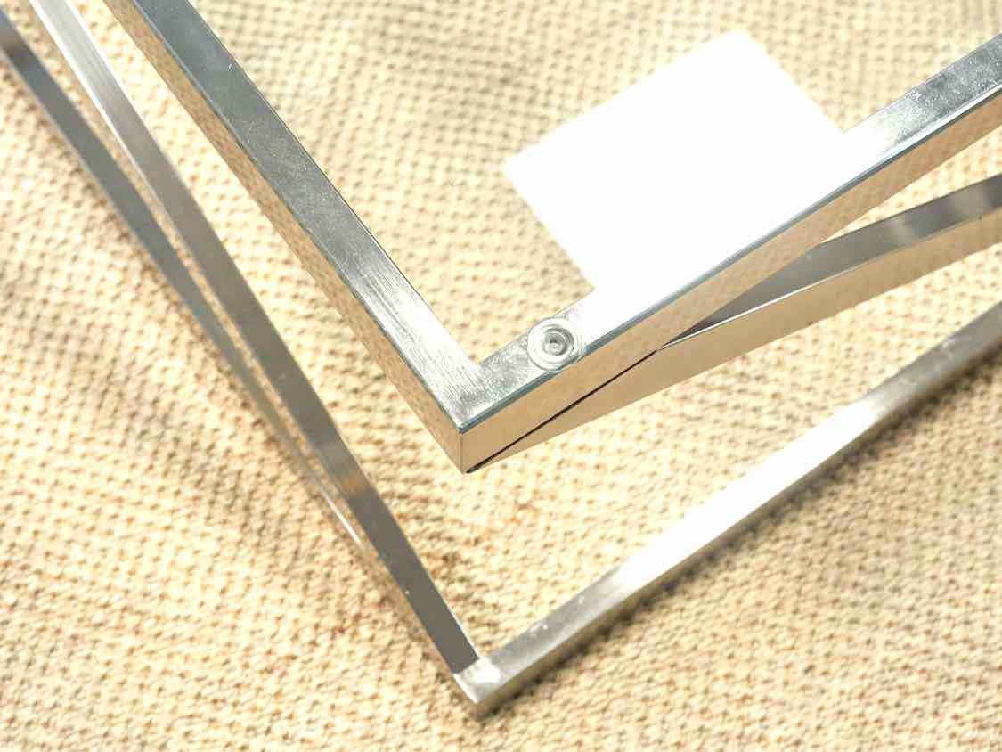 Silver And Glass Square Cocktail Table