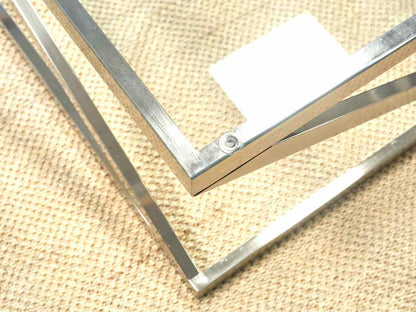 Silver And Glass Square Cocktail Table