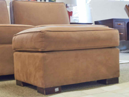 Pair of Mocha Microsuede Slipper Chairs with Ottoman