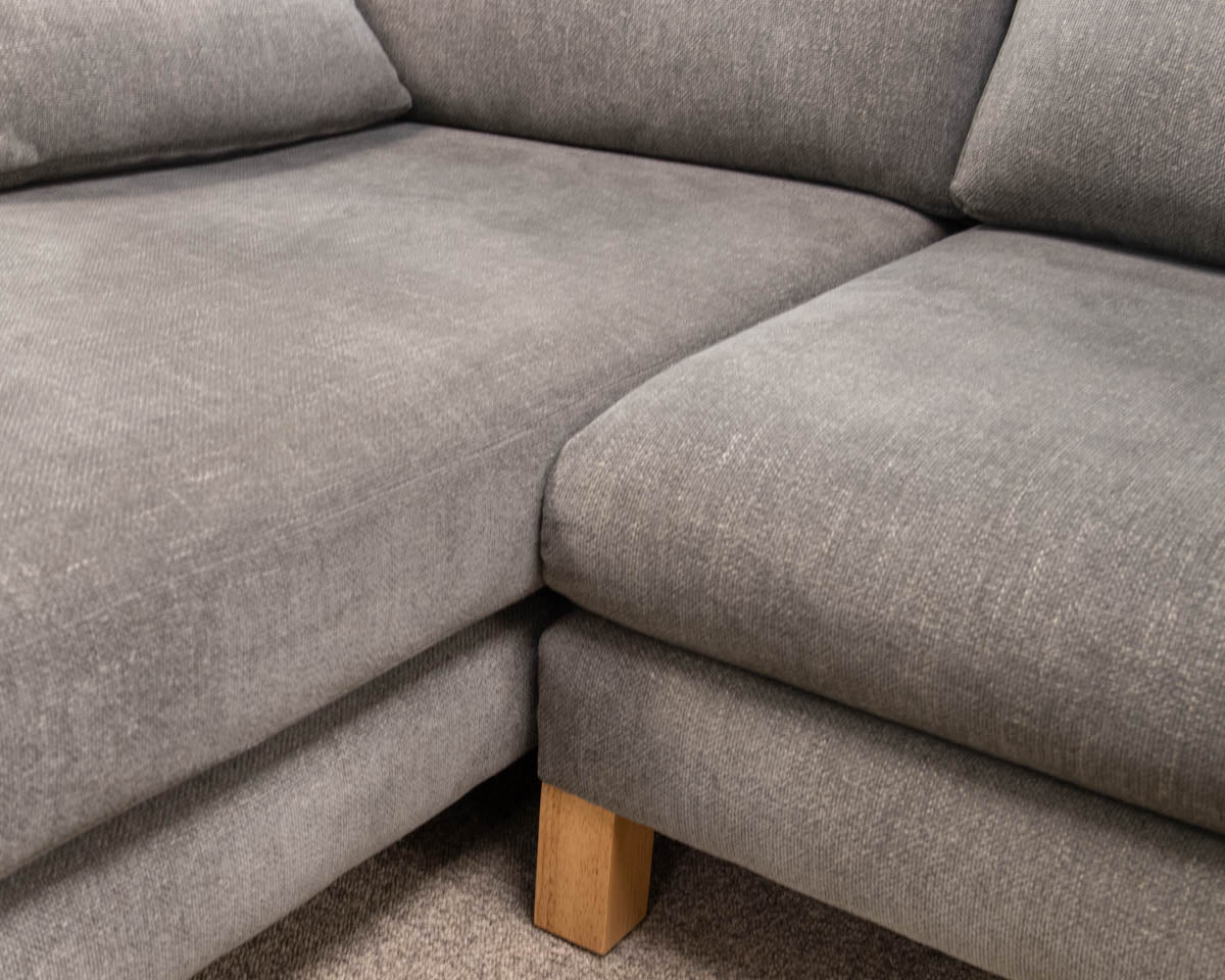 Crate & Barrel Pacific Sofa Wood Base 2-Piece Bench Sectional  In Steel Grey