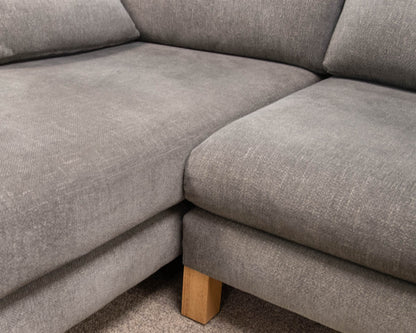 Crate & Barrel Pacific Sofa Wood Base 2-Piece Bench Sectional  In Steel Grey