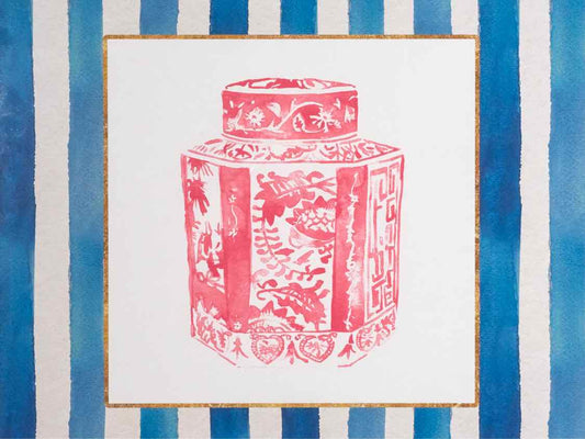 'Chinoiserie Vase I' White Framed Print Under Glass