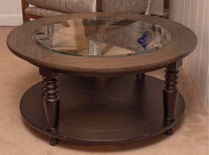 Cocktail Table with Insert Glass Top & Casters