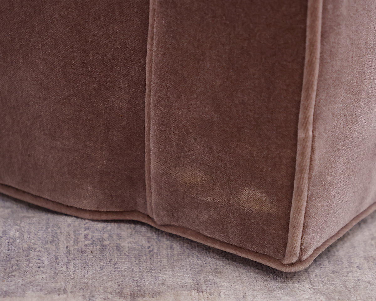 Pair of Mohair Swivel Chairs and Ottoman