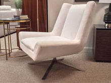 American Leather White Upholstered Memory Swivel  Chair