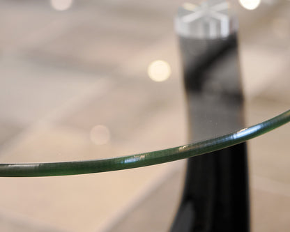 Glass Top Round Accent Table on Black Base