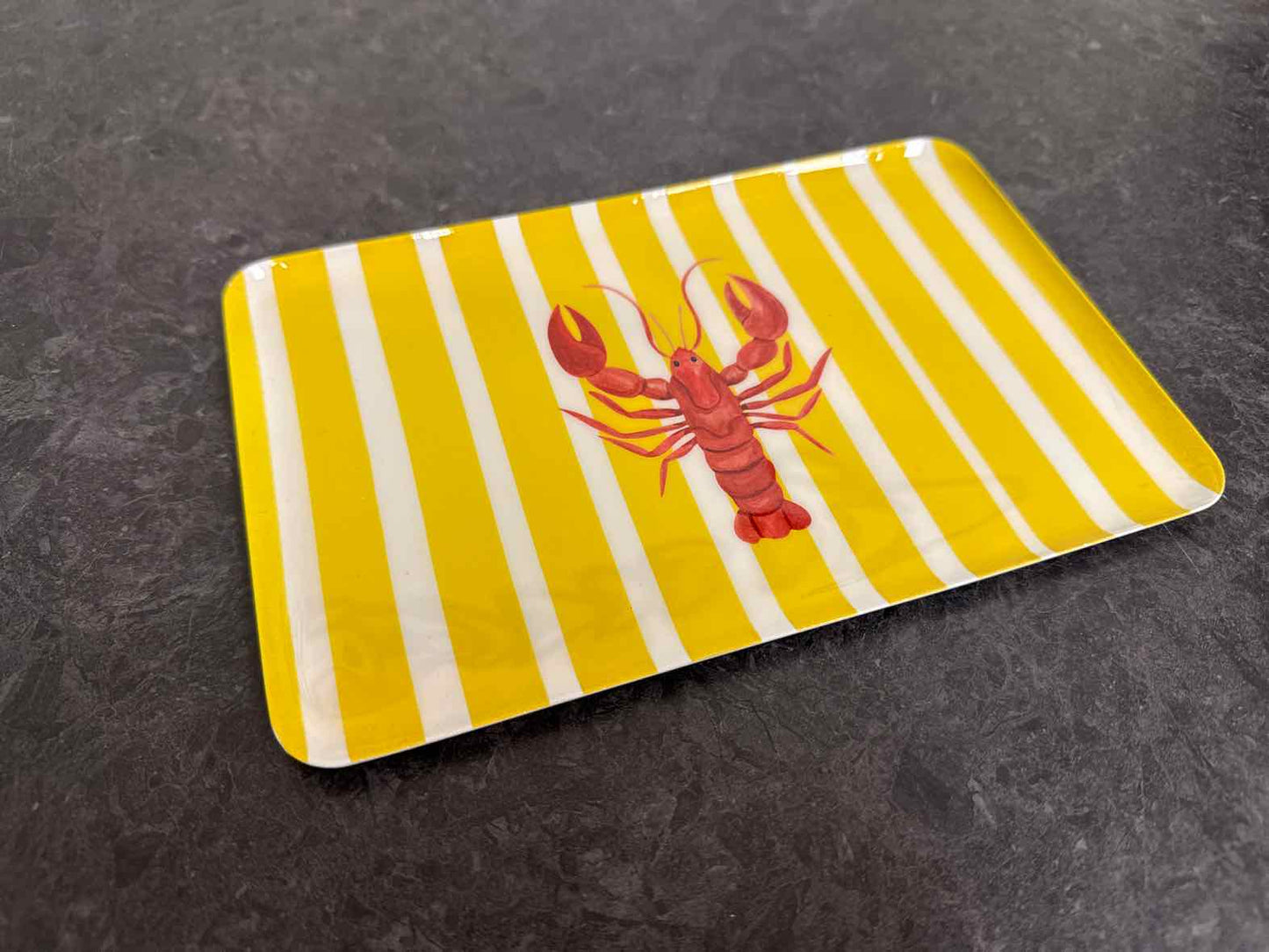 Hand-Painted Trinket Tray w/ Lobster Motif