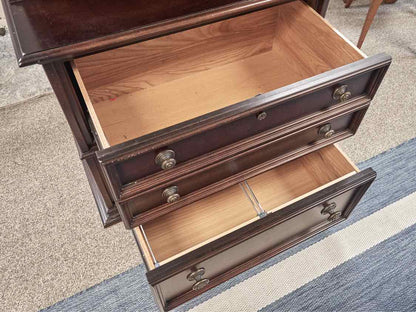 Stanley Cherry Two Piece Lighted Bookcase