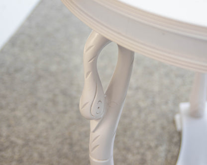 Italian Made White Finish Side Table with Swan Head Accent