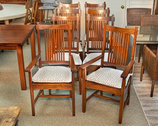 Circle Furniture Vertical Slat-Back Set of 8 Dining Chairs In Jacobean Finish