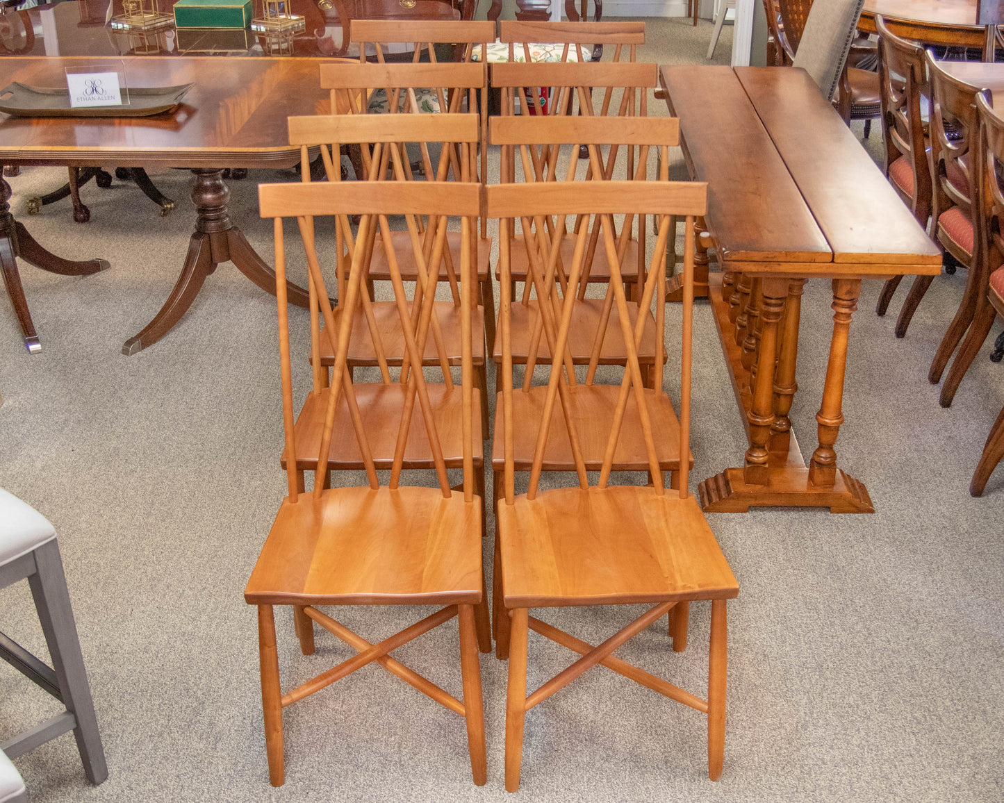 Set of 8 Gat Creek Addison Dining Chairs in Cherry with Natural Finish