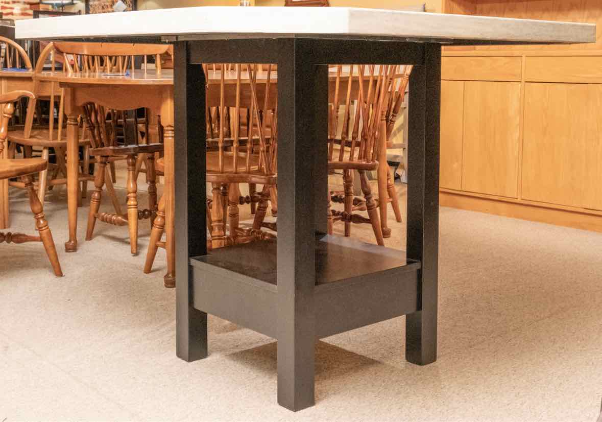 High Top Table Faux Stone Top  Black Finish Base
