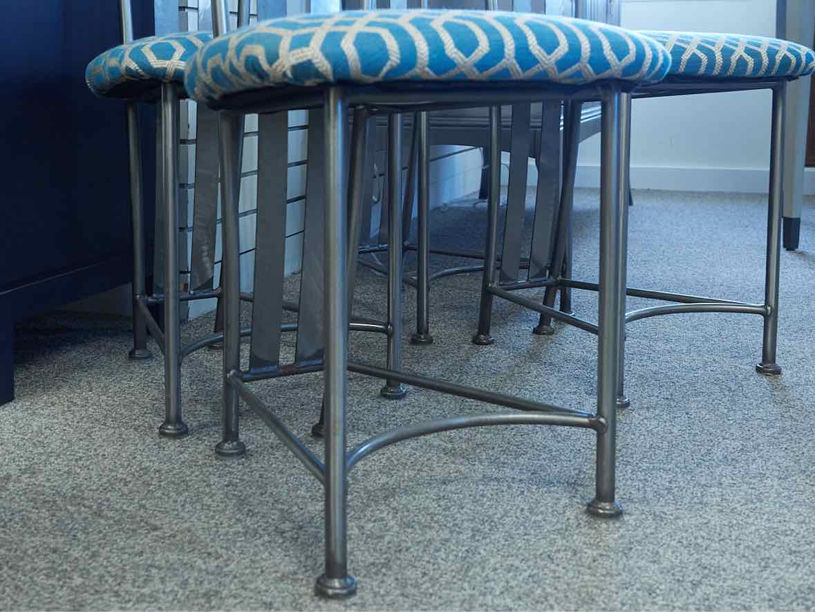 Set of 4 Custom Brushed Stelel Dining Chairs