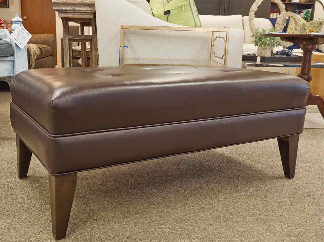 Bonded Leather Ottoman with Tuffted Button Top