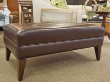 Bonded Leather Ottoman with Tuffted Button Top
