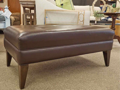 Bonded Leather Ottoman with Tuffted Button Top