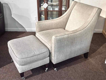 Lee Industries  Beige Upholstered Chair & Ottman On Casters
