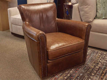 Pottery Barn Swivel  Brown Leather Chair