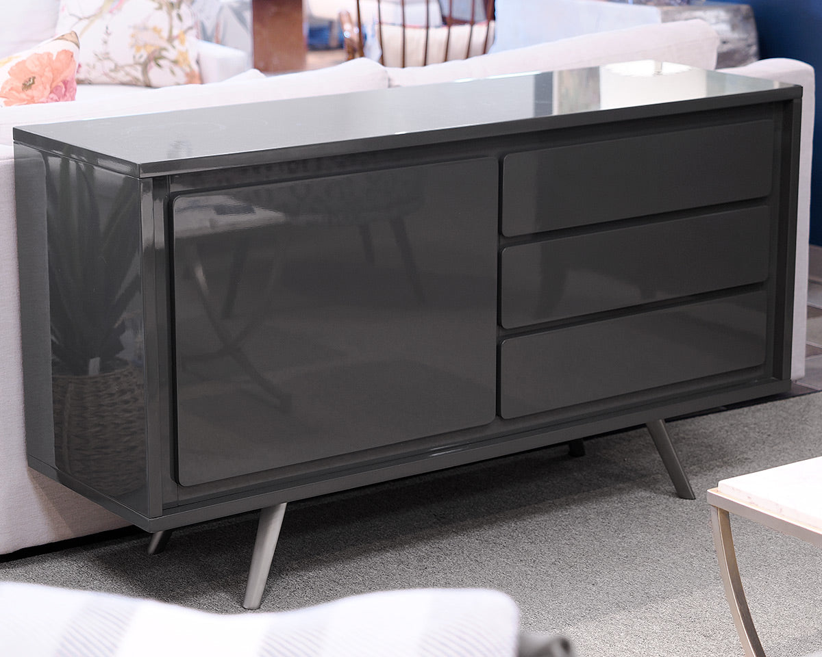 Gray Lacquer MCM Console