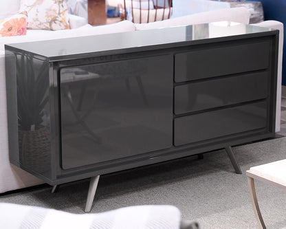 Gray Lacquer MCM Console