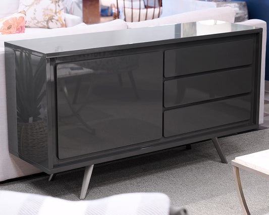 Gray Lacquer MCM Console
