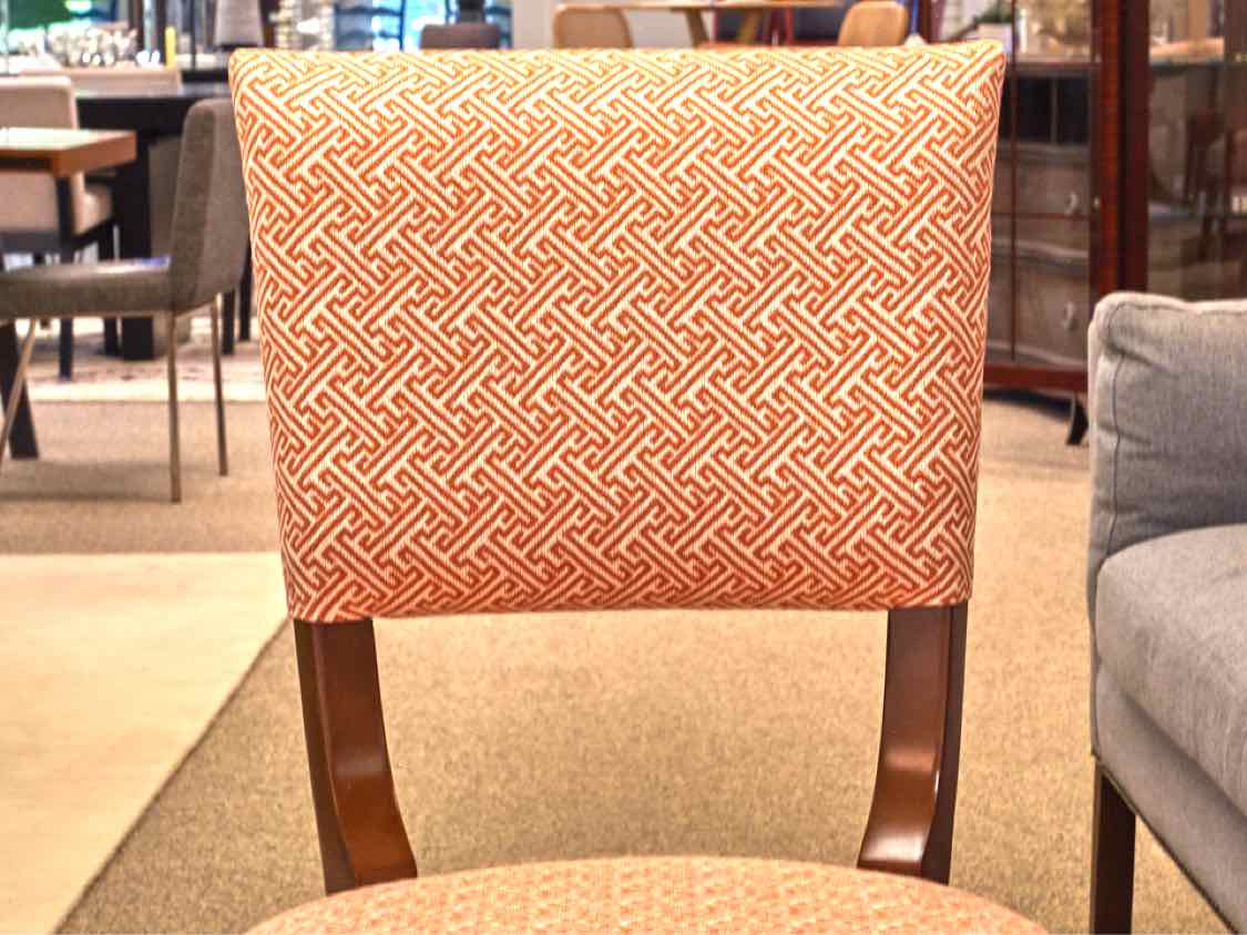 Set of 8 Century Furniture Coral & Ivory Upholstered Dining Chairs