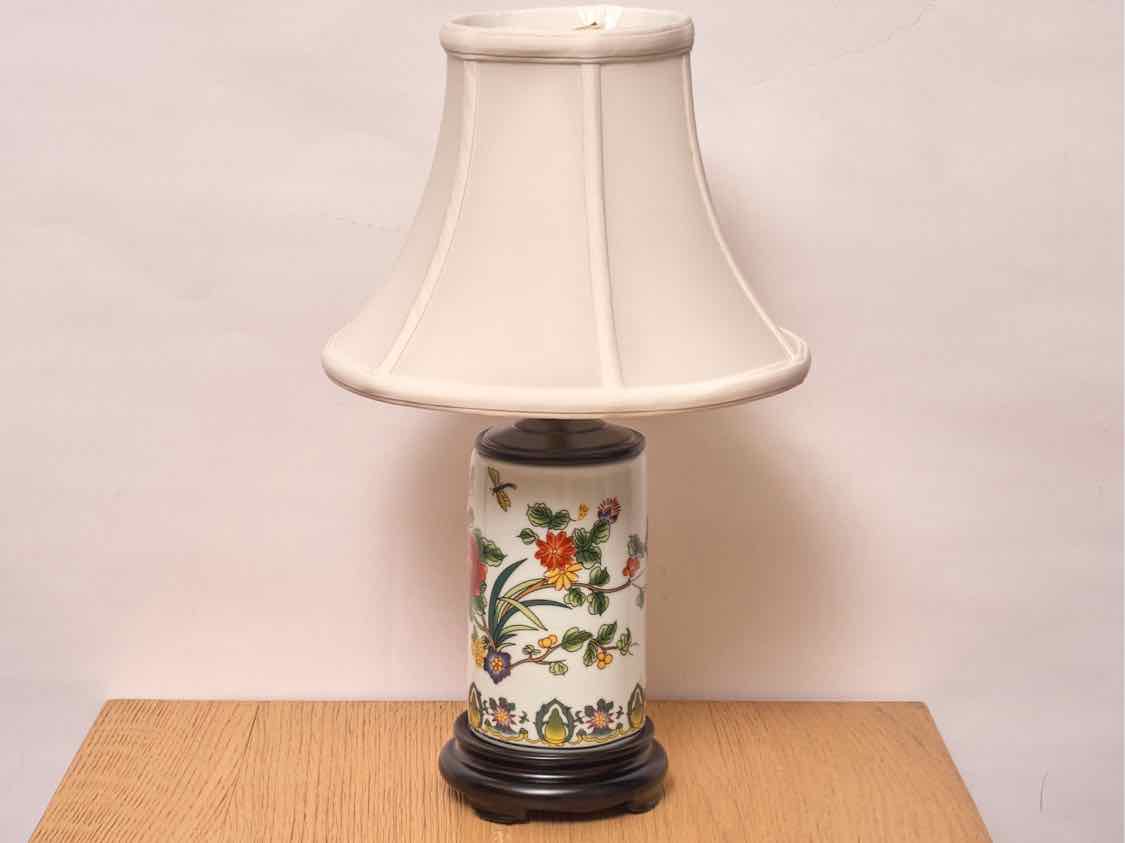 Floral Pencil Vase Table Lamp with Clip-on Bell Shade