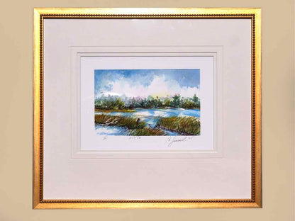 "Low Country II" Signed Numbered Double Matted Print in Gold Frame
