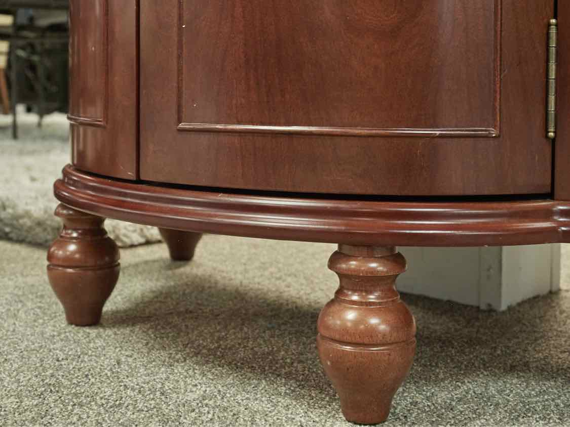 Mahogany Stain  Demi-Lune 2 Door Bar Cabinet