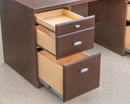 Dark Finish Desk with 6 Drawers