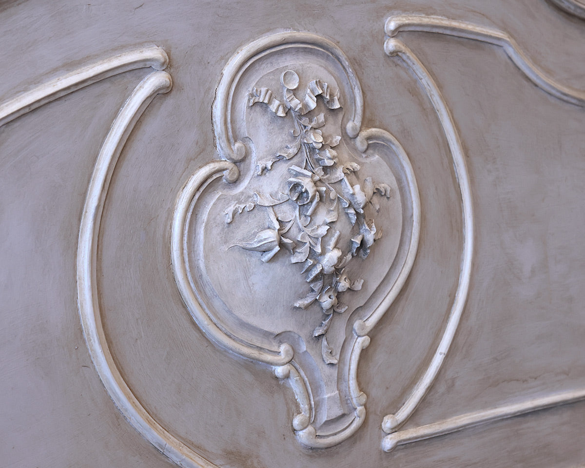 Vintage French Louis XV French Provincial Painted Walnut Queen Bed Frame