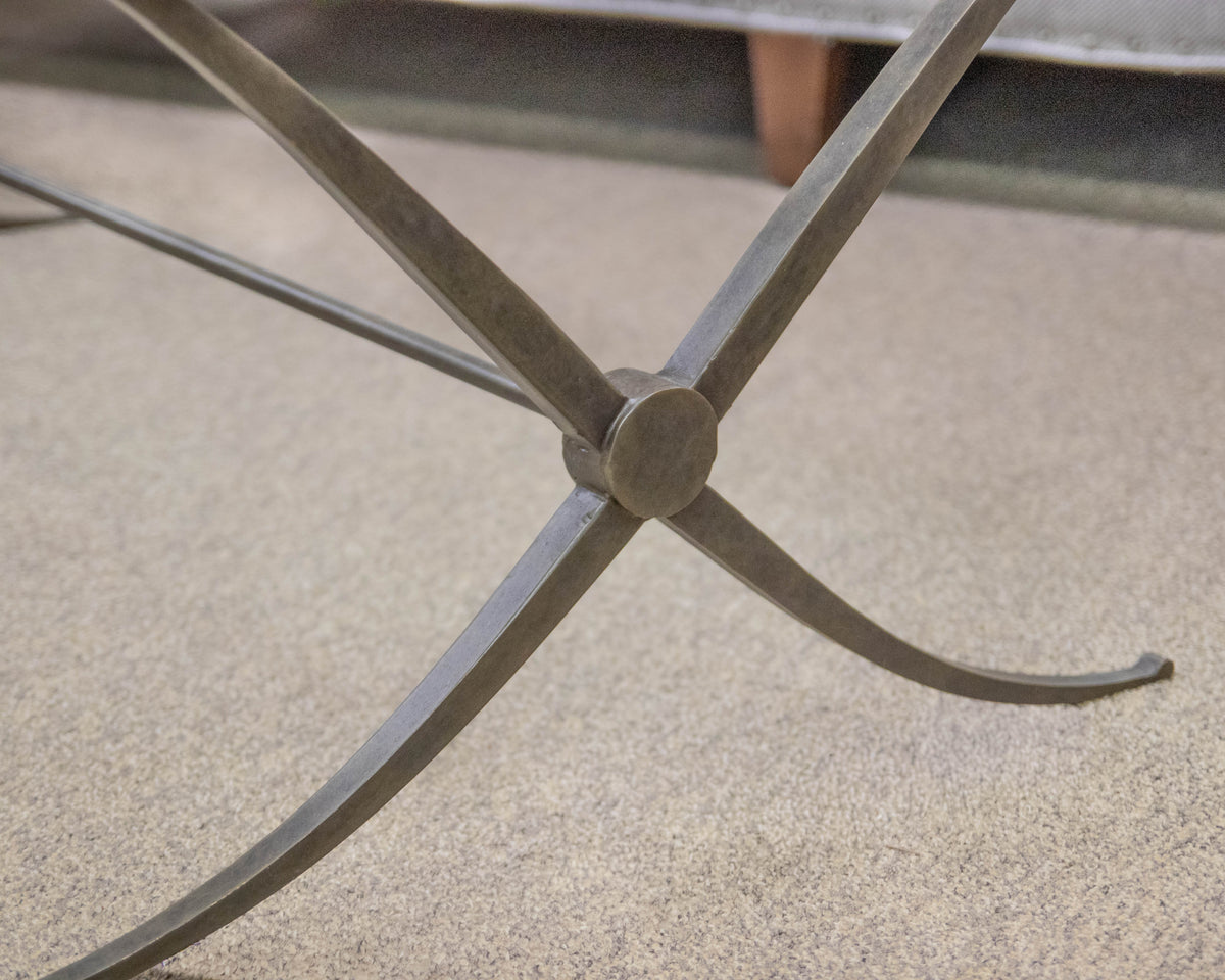 Barbara Barry for Baker Glass Top Cocktail Table With Iron Base