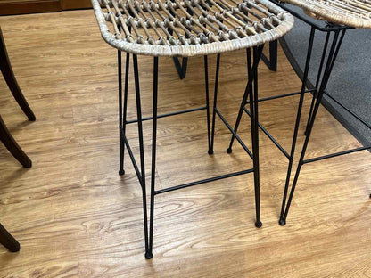 Pair of Woven Rattan Counter Stools