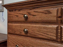 Jamestown Sterling Oak 5 Drawer Chest on Chest with Brass & Porcelian Handles