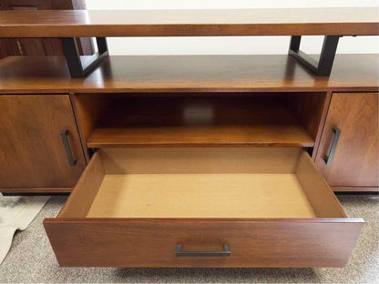 Cherry & Metal Industrial Style Media Console