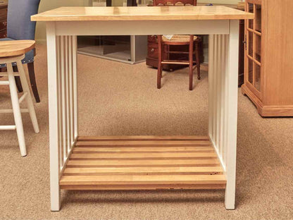 Ash Top White Finish Hightop Table & 2 Swivel Chairs