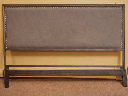Leggett & Platts Metal Linen Upholstered Chrome Nailhead  King Bed