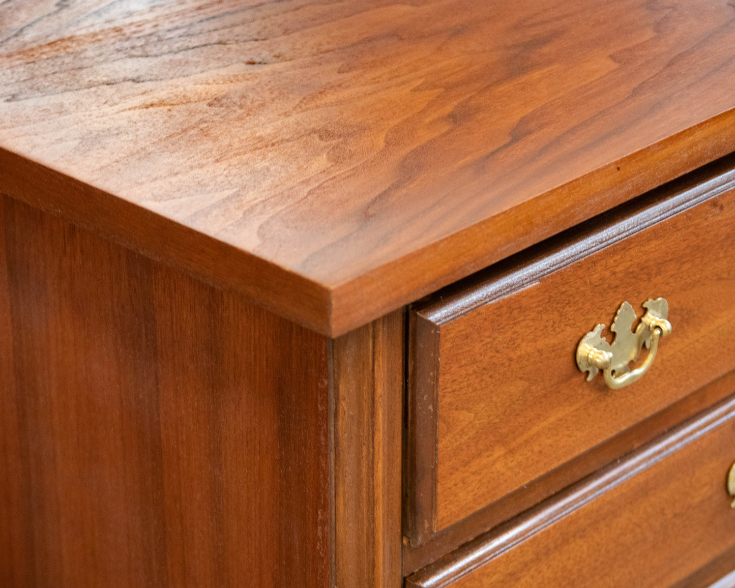 Dixie Forest Walnut 6 Drawer Dresser W/ Chippendale Brass Hardware