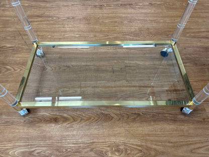 Acrylic and Brass Two-Tier Bar Cart