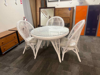 White Wicker Dining Set