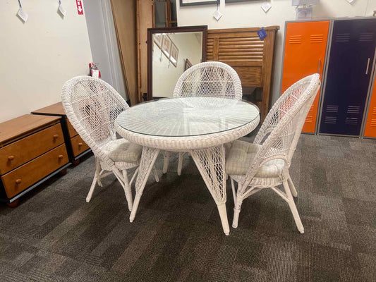 White Wicker Dining Set