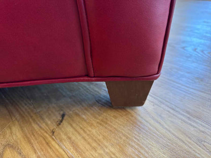 Ethan Allen Crimson Leather Arm Chair & Ottoman