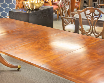 Stuart Swan Federal Style Double Pedestal Base Burl Wood Dining Table