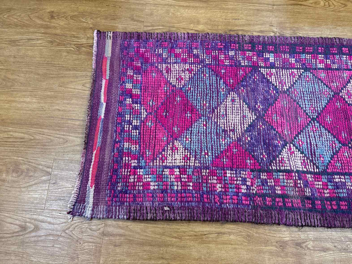 Purple and Pink Geometric Runner Rug